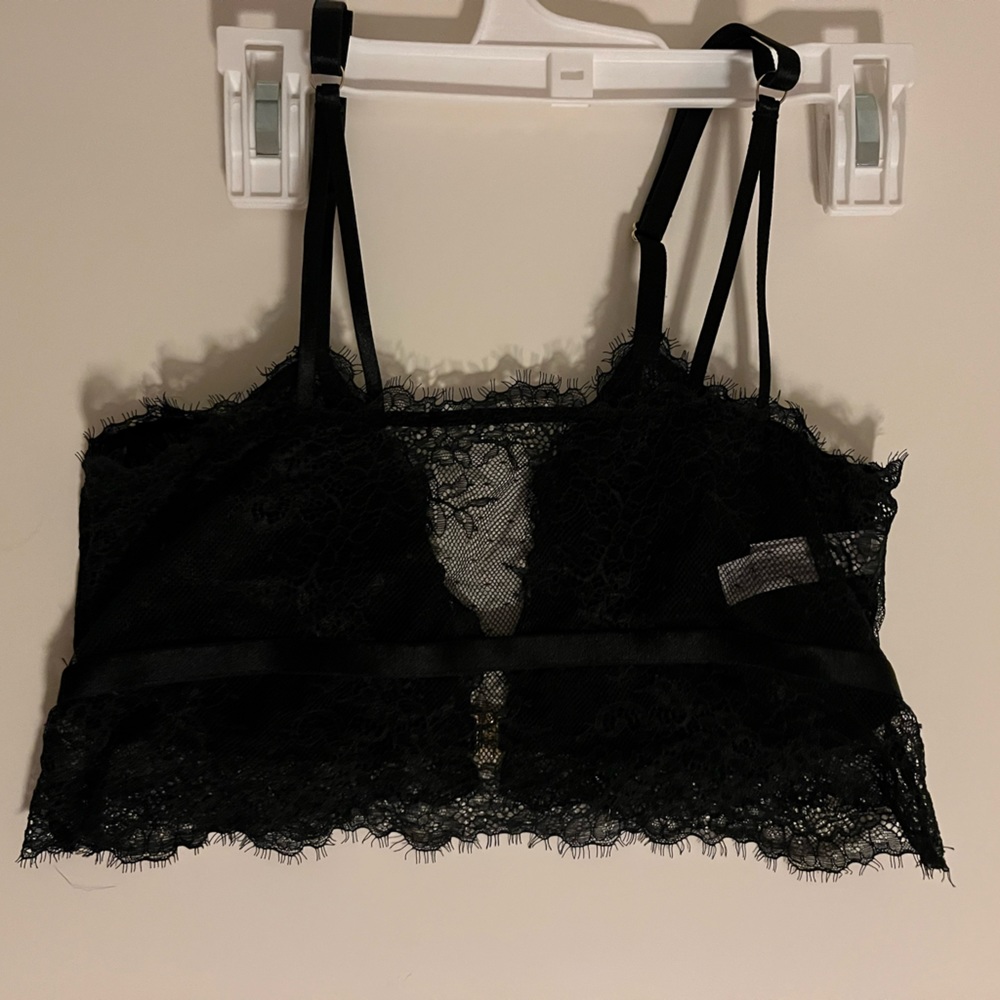Auden Women's Lace Longline Eyelash Front Closure Clasp Bralette size Small - Picture 3 of 14